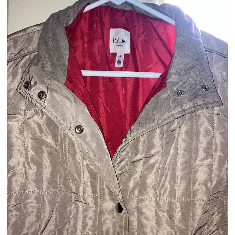 Rafaella Weekend Quilted Jacket Gold Buttons Red Lining Size Large Light Spring
